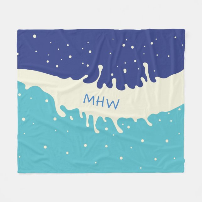 Summer Splash kundenspezifische Monogramm Fleecede Fleecedecke (Vorderseite (Horizontal))