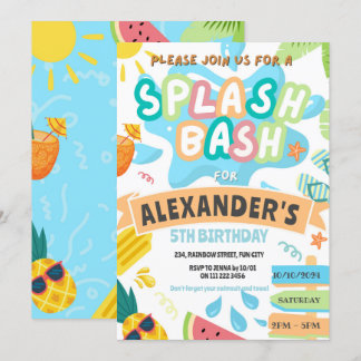 Summer Splash Pool Party Boy Bash Water Park Einladung