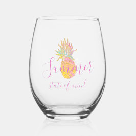 Summer Staat of mind - Niedliche tropische Ananas Weinglas Ohne Stiel