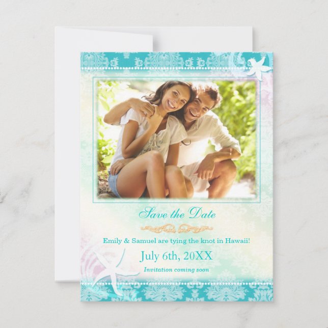 Summer Starfish Wedding Foto Save the Date (Vorderseite)