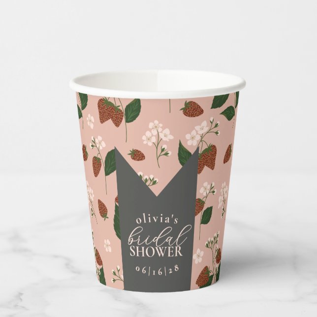 Summer Strawberries Brautparty Personalisiert Pappbecher (Links)