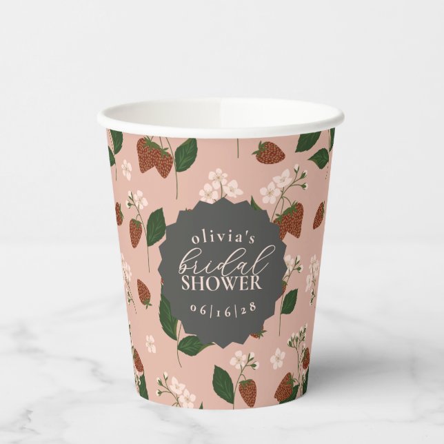 Summer Strawberries Brautparty Personalisiert Pappbecher (Links)