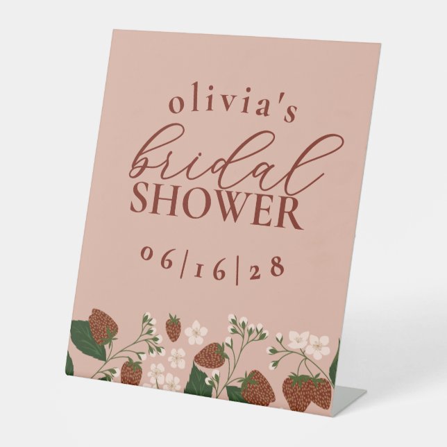 Summer Strawberries Brautparty Personalisiert Sockelschild (Vorderseite)