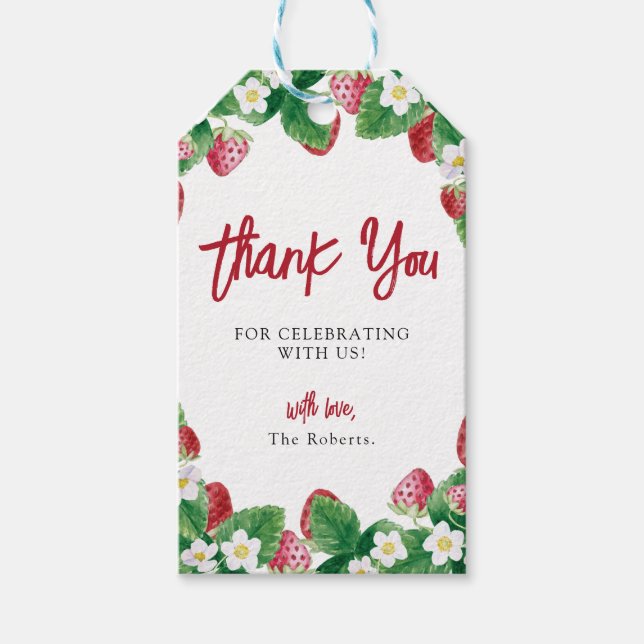 Summer Strawberry Baby Dusche Geschenkanhänger (Vorderseite)