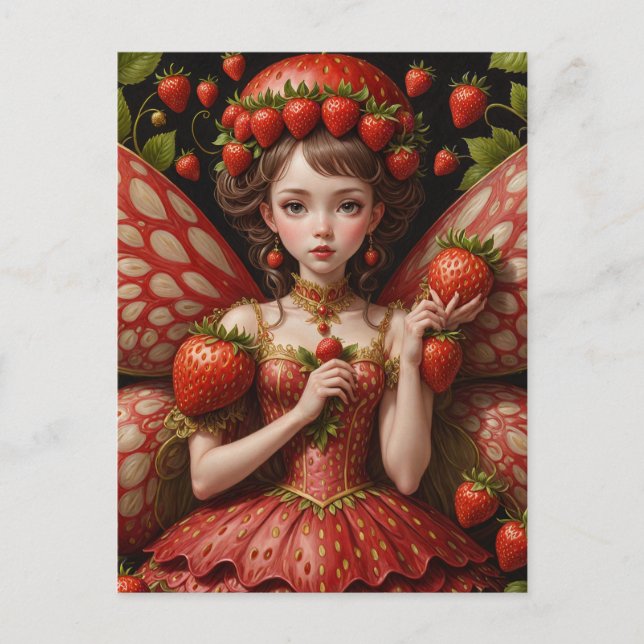 Summer Strawberry Fairy Postkarte (Vorderseite)