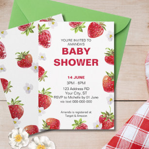 Summer Strawberry Frucht Niedlich Baby Dusche Einladung