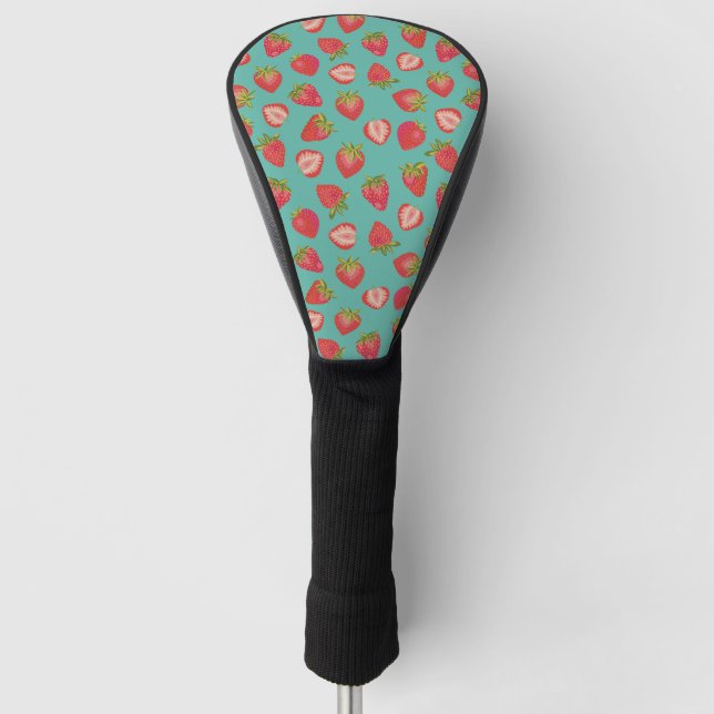 Summer Strawberry Green & Red Golf Head Cover Headcover (Vorderseite)
