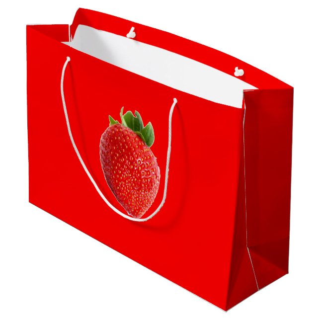 Summer Strawberry Große Geschenktüte (Rückseite Schrägansicht)