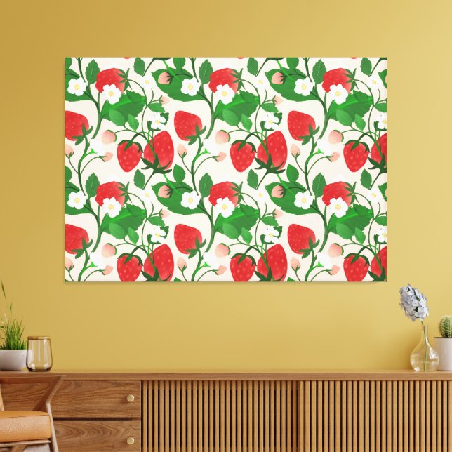 Summer Strawberry in Pink Leinwanddruck (Insitu (Wohnzimmer))