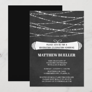 Summer String Lights Chalkboard Graduation Party Einladung