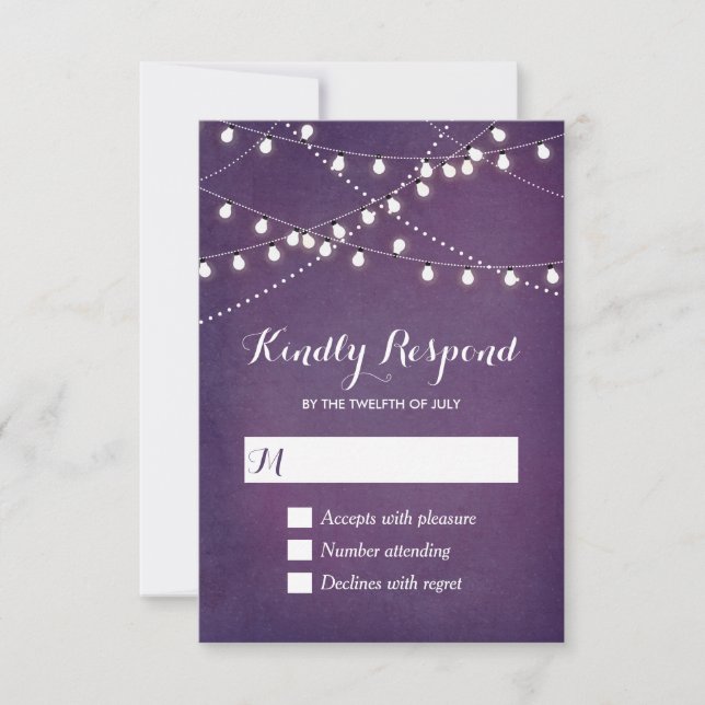 Summer String Lights UAWG Response Card RSVP Karte (Vorderseite)