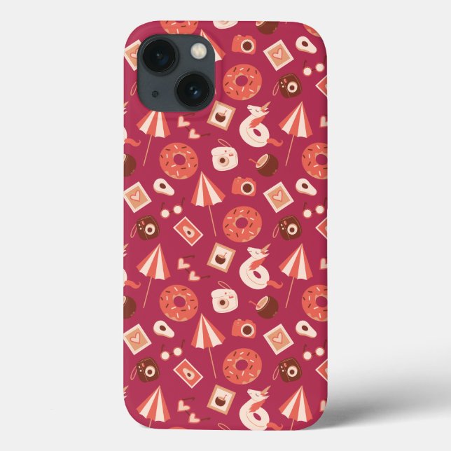 Summer Stuff Maroon Hintergrund Case-Mate iPhone Hülle (Rückseite)