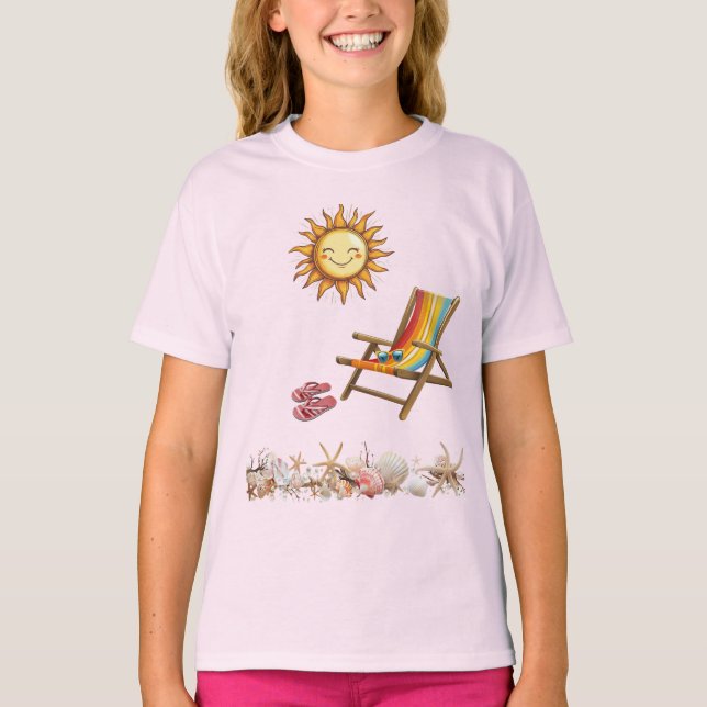 Summer Sun Beach Chair Sonnenbrille Red Flip FLops T-Shirt (Vorderseite)
