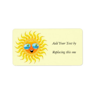 Summer Sun Cartoon mit Sonnenbrille Adressetikett