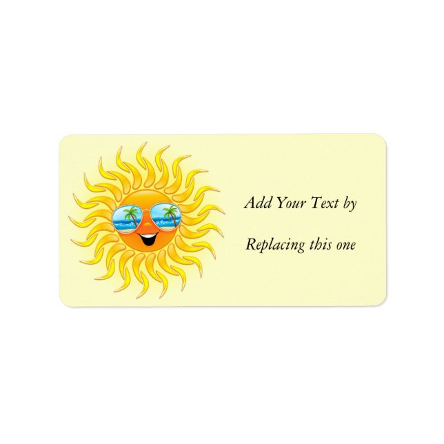 Summer Sun Cartoon mit Sonnenbrille Adressetikett (Vorne)