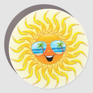 Summer Sun Cartoon mit Sonnenbrille Auto Magnet