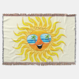 Summer Sun Cartoon mit Sonnenbrille Decke