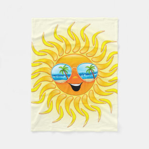Summer Sun Cartoon mit Sonnenbrille Fleecedecke