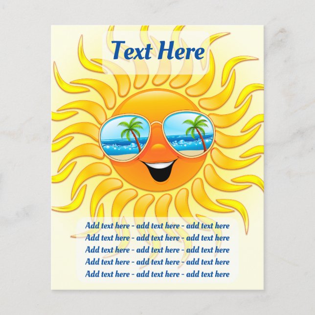 Summer Sun Cartoon mit Sonnenbrille Flyer (Vorne)