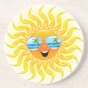 Summer Sun Cartoon mit Sonnenbrille Getränkeuntersetzer