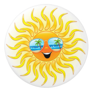 Summer Sun Cartoon mit Sonnenbrille Keramikknauf