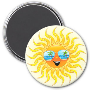 Summer Sun Cartoon mit Sonnenbrille Magnet