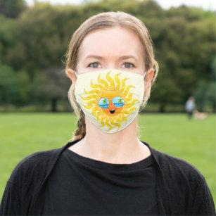 Summer Sun Cartoon mit Sonnenbrille Mund-Nasen-Maske Aus Stoff