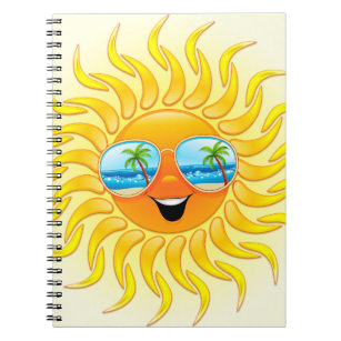 Summer Sun Cartoon mit Sonnenbrille Notizblock