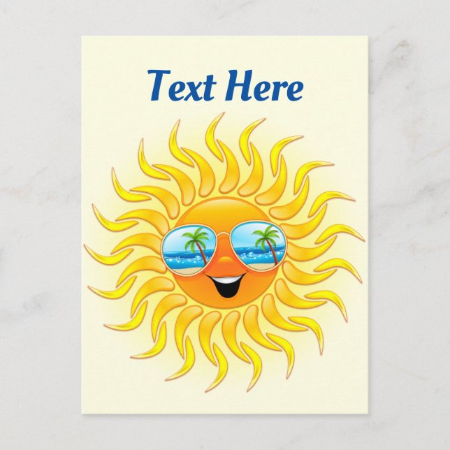 Summer Sun Cartoon mit Sonnenbrille Postkarte (Vorderseite)