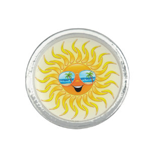 Summer Sun Cartoon mit Sonnenbrille Ring