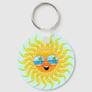 Summer Sun Cartoon mit Sonnenbrille Schlüsselanhän Schlüsselanhänger