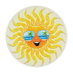 Summer Sun Cartoon mit Sonnenbrille Schneidebrett