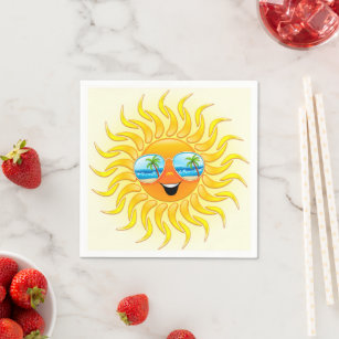 Summer Sun Cartoon mit Sonnenbrille Serviette