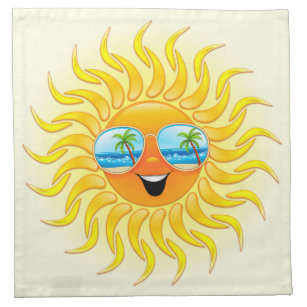 Summer Sun Cartoon mit Sonnenbrille Serviette