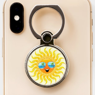 Summer Sun Cartoon mit Sonnenbrille Telefonring Ständer