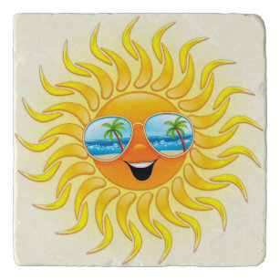 Summer Sun Cartoon mit Sonnenbrille Töpfeuntersetzer