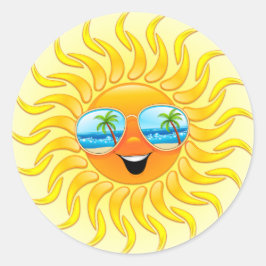 Summer Sun Cartoon mit Sonnenbrillen Aufklebern Runder Aufkleber