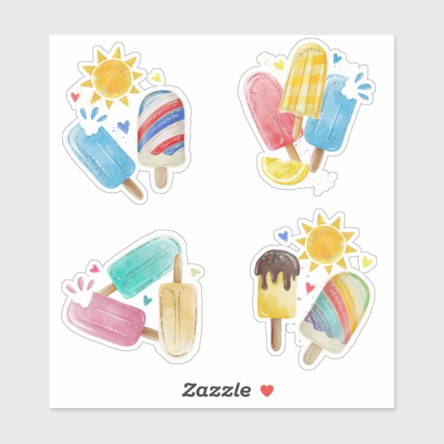 Summer Sun Pastel Creamsicle, Popsicle Collection Aufkleber (Blatt)