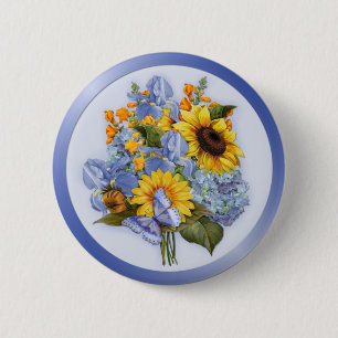 Summer Sunflower Bouquet Button