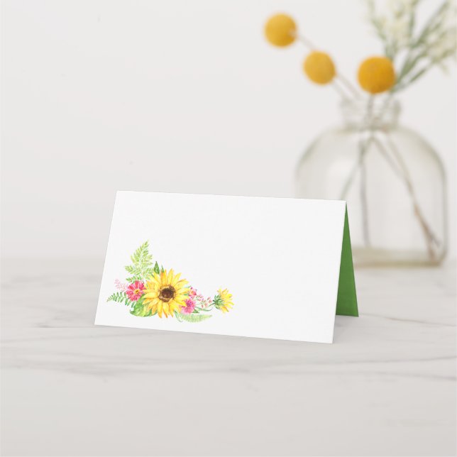 Summer Sunflower Buffet Food Label Cards Platzkarte (Vorderseite)