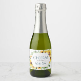 Summer Sunflower Mini Champagne Label