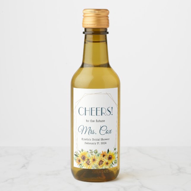 Summer Sunflower Mini Weinlabel Weinetikett (Vorderseite)