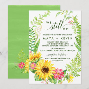 Summer Sunflower Wreath Vow Renewal Einladung