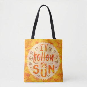 Summer Sunny Orange Painted Follow Sun Typografy Tasche