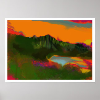 Summer Sunset Abstrakte Landschaft Poster