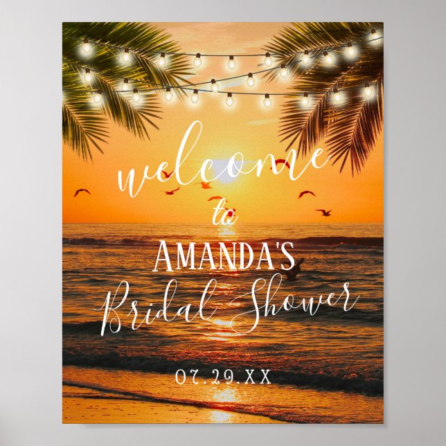 Summer Sunset Beach Brautparty Welcome Poster (Vorne)