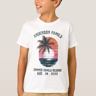 Summer Sunset Beach Palm Tree Family Reunio T-Shir T-Shirt