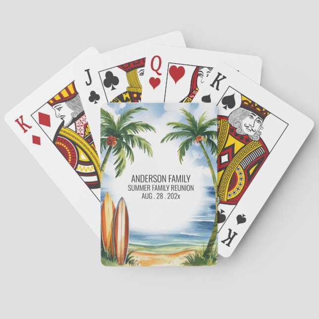 Summer Sunset Beach Palm Tree Family Wiedersehen P Spielkarten (Rückseite)