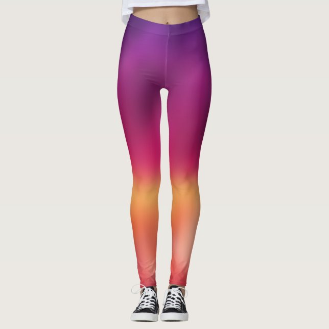 Summer Sunset Lila Orange Ombre Leggings (Vorderseite)