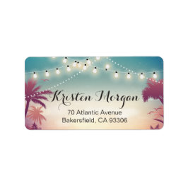 Summer Sunset Palm Tress String Lights Adressaufkleber